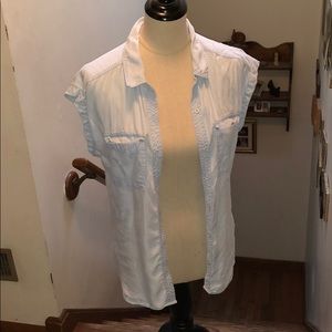 Forever 21 Pinstripe Sleeveless Button Down Tee